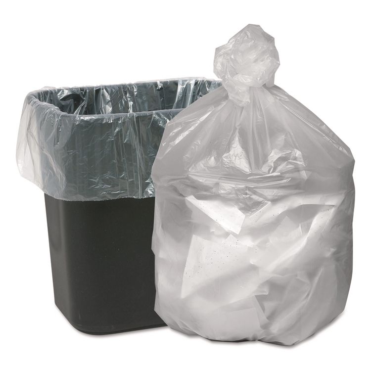 Good 'n Tuff Waste Can Liners, 10 gal, 6 mic, 24" x 24", Natural, 50 Bags/Roll, 20 Rolls/Carton (WBIGNT2424)