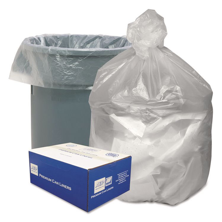 Good 'n Tuff Waste Can Liners, 33 gal, 9 mic, 33" x 39", Natural, 25 Bags/Roll, 20 Rolls/Carton (WBIGNT3340)