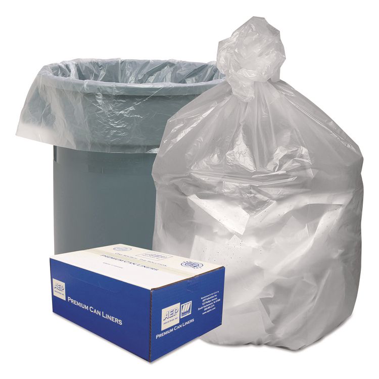 Good 'n Tuff Waste Can Liners, 56 gal, 14 mic, 43" x 46", Natural, 20 Bags/Roll, 10 Rolls/Carton (WBIGNT4348)