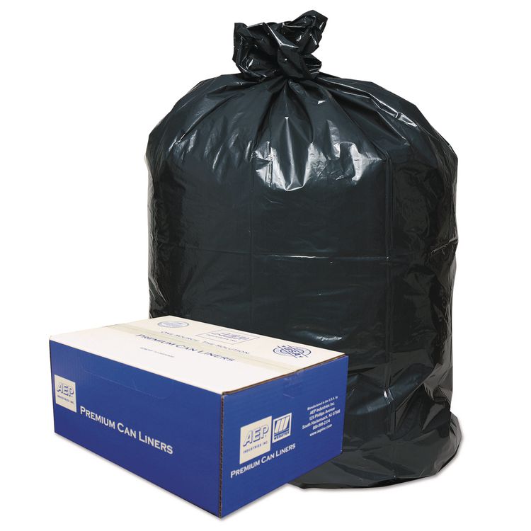 Classic Linear Low-Density Can Liners, 60 gal, 0.9 mil, 38" x 58", Black, 10 Bags/Roll, 10 Rolls/Carton (WBI385822G)
