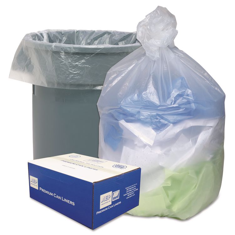 Ultra Plus Can Liners, 45 gal, 12 mic, 40" x 48", Natural, 25 Bags/Roll, 10 Rolls/Carton (WBIHD404812N)