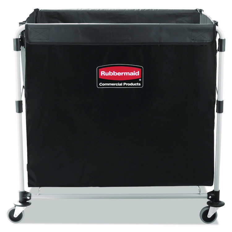 Rubbermaid Commercial One-Compartment Collapsible X-Cart, Synthetic Fabric, 9.96 cu ft Bin, 24.1" x 35.7" x 34", Black/Silver (RCP1881750)