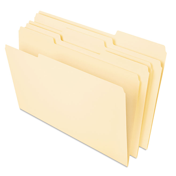 Universal Deluxe Heavyweight File Folders, 1/3-Cut Tabs: Assorted, Letter Size, 0.75" Expansion, Manila, 50/Pack (UNV16413)