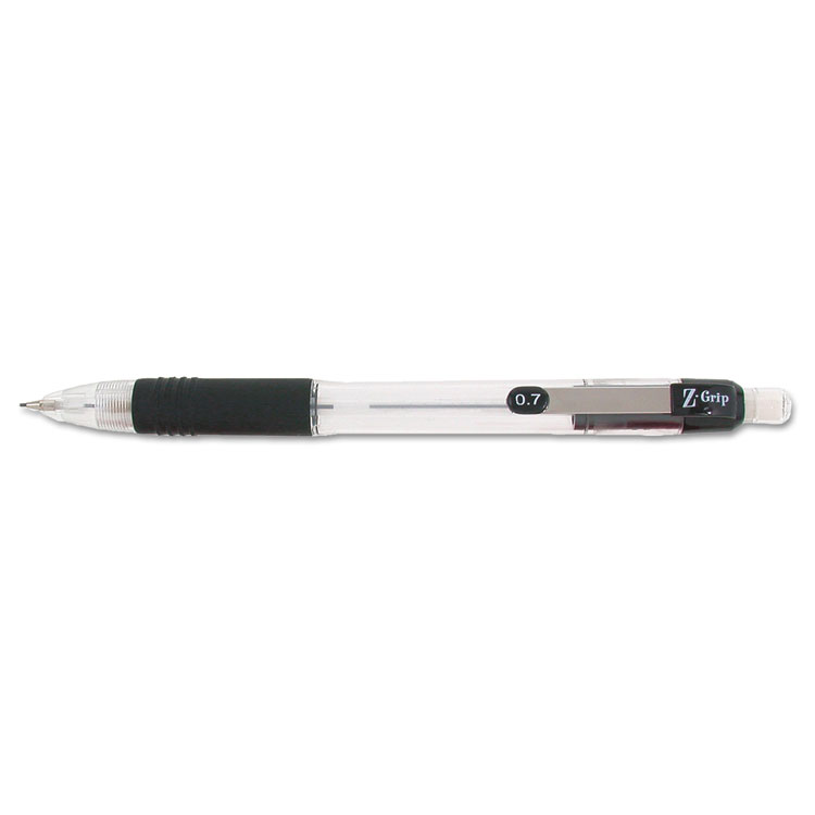 Zebra Z-Grip Mechanical Pencil, 0.7 mm, HB (#2), Black Lead, Clear/Black Barrel, 24/Pack (ZEB15241)