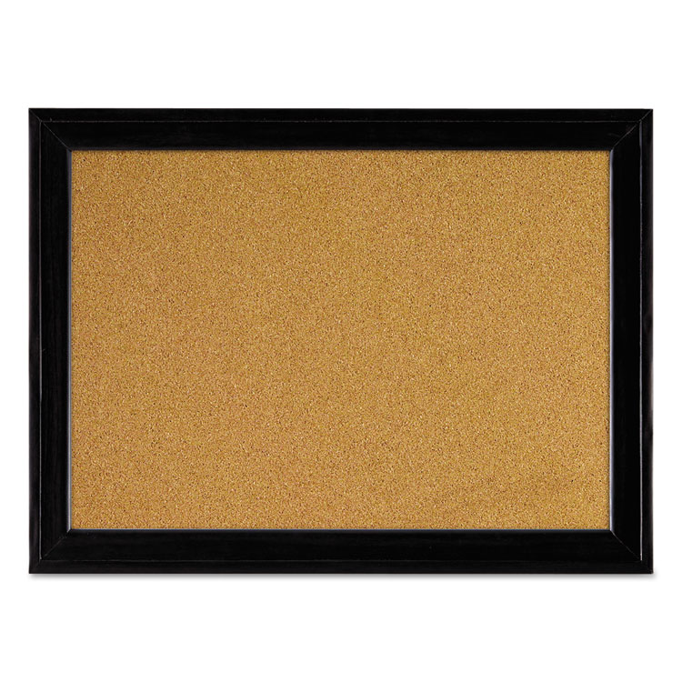 Quartet Cork Bulletin Board with Black Frame, 17" x 11", Tan Surface, Black Fiberboard (MDF) Frame (QRT79279)