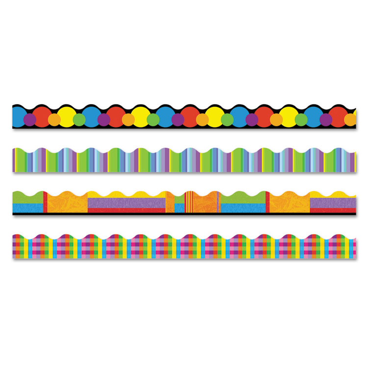 TREND Terrific Trimmers Variety Set Board Trim, Assorted Color Basics, 2.25" x 39", Assorted Colors, 48/Set (TEPT92908)
