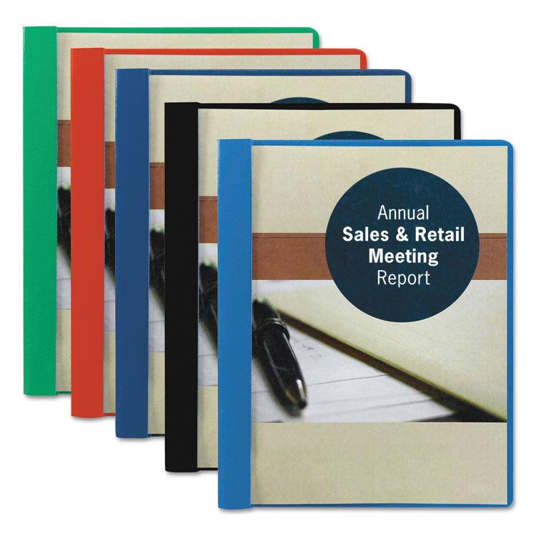 Smead Clear Front Report Cover, Double-Prong Fastener, 0.5" Capacity, 8.5 x 11, Clear/Dark Blue, 25/Box (SMD87455)