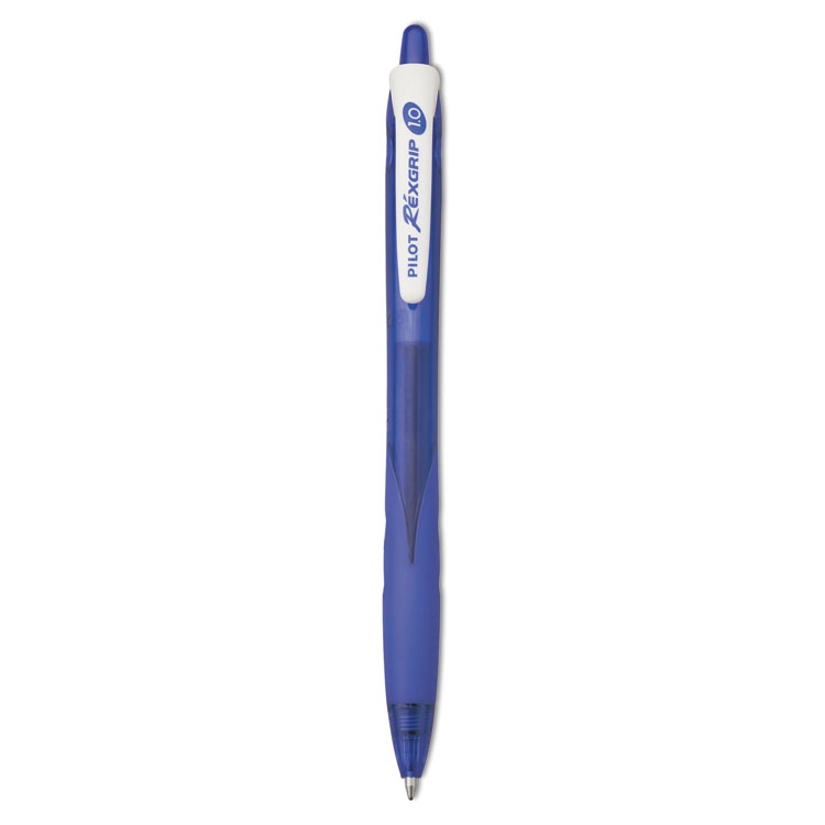 Pilot RexGrip BeGreen Ballpoint Pen, Retractable, Medium 1 mm, Blue Ink, Translucent Blue Barrel, Dozen (PIL32371)