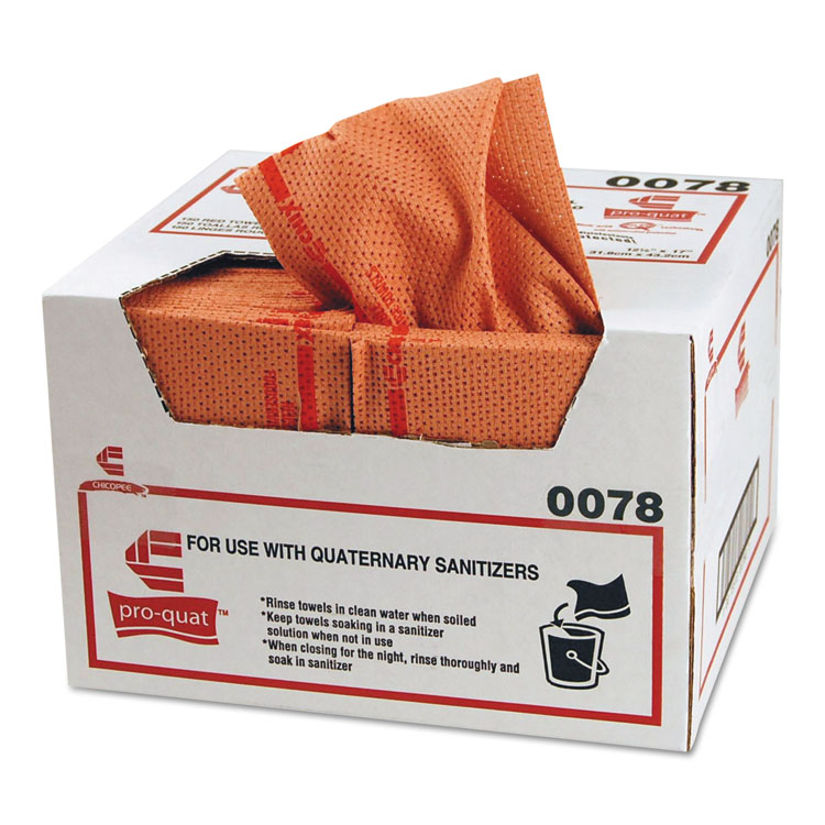 Chix Pro-Quat Fresh Guy Food Service Towels, Heavy Duty, 12.5 x 17, Red, 150/Carton (CHI0078)