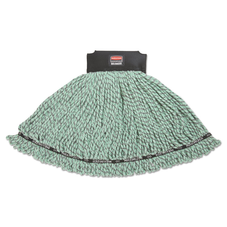 Rubbermaid Commercial Maximizer Microfiber Mop Heads, Medium, Green, 6/Carton (RCP1924815)