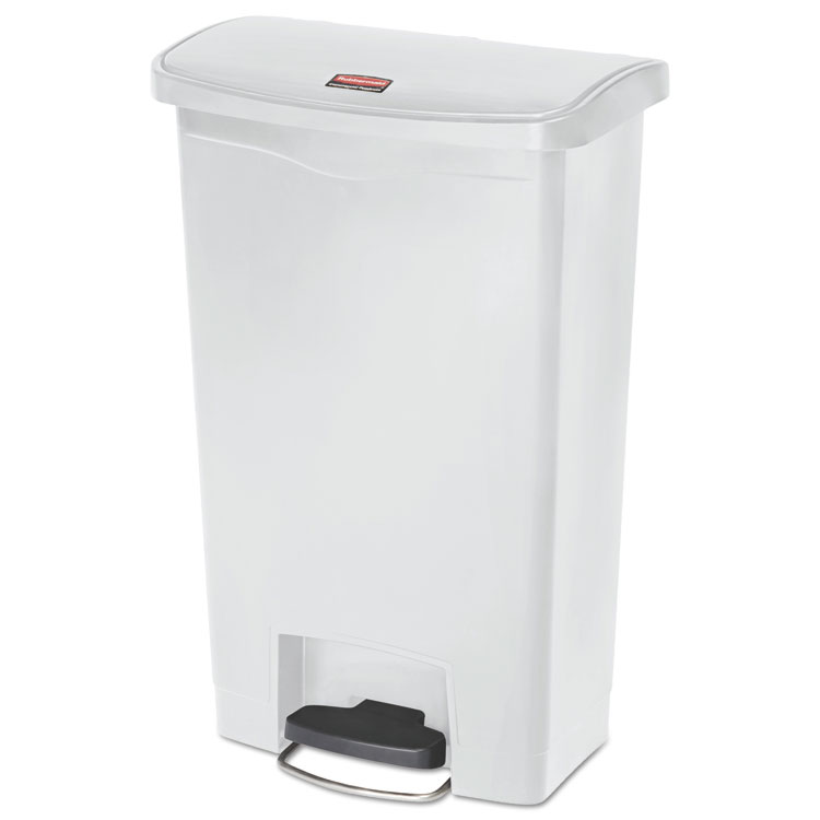 Rubbermaid Commercial Streamline Resin Step-On Container, Front Step Style, 13 gal, Polyethylene, White (RCP1883557)