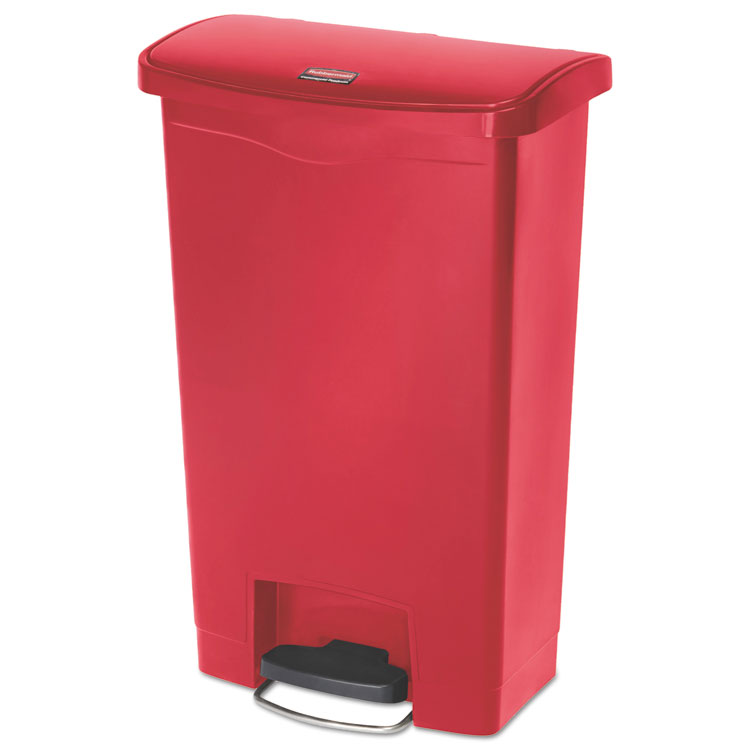 Rubbermaid Commercial Streamline Resin Step-On Container, Front Step Style, 13 gal, Polyethylene, Red (RCP1883566)