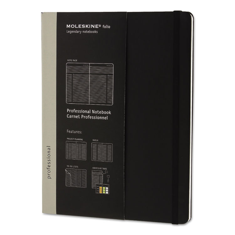 Moleskine Professional Notebook, 1-Subject, Narrow Rule, Black Hardcover, (192) 9.75 x 7.5 Sheets (HBGPROPFNTB4HBK)