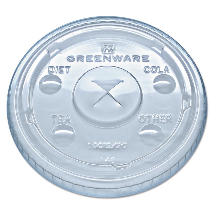 Fabri-Kal Greenware Cold Drink Lids, Fits 9 oz Old Fashioned Cups/12 oz Squat Cups/20 oz Cups, Plastic, Clear, 1,000/Carton (FABLGC1220)