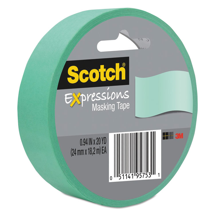 Scotch Expressions Masking Tape, 3" Core, 0.94" x 20 yds, Mint Green (MMM3437MNT)