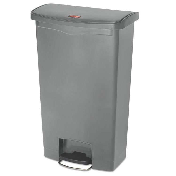 Rubbermaid Commercial Slim Jim Streamline Resin Step-On Container, Front Step Style, 18 gal, Polyethylene, Gray (RCP1883604)