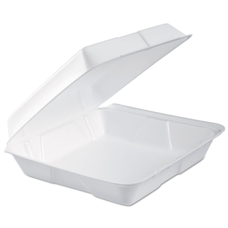 Dart Foam Hinged Lid Container, Performer Perforated Lid, 9.3 x 9.5 x 3, White, 100/Bag, 2 Bag/Carton (DCC95HTPF1R)