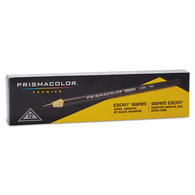 Prismacolor EBONY Sketching Pencil, 4 mm, 2B, Jet Black Lead, Black Matte Barrel, Dozen (SAN14420)