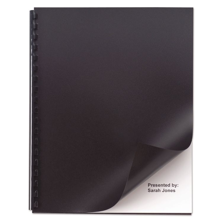 GBC Opaque Plastic Presentation Covers for Binding Systems, Plastic, Square Corners, 11 x 8.5, Black, 50/Pack (GBC2514493)