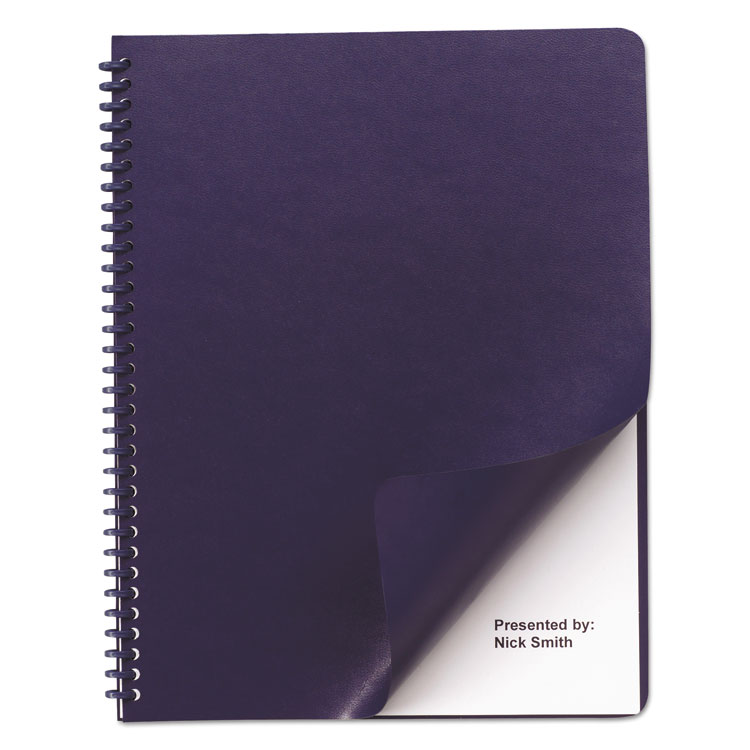 GBC Leather-Look Presentation Covers for Binding Systems, Paper, Round Corners, 11.25 x 8.75, Navy, 100 Sets/Box (GBC2000711)