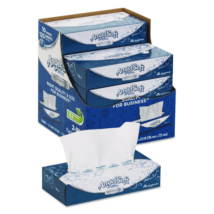 Angel Soft ps Ultra Facial Tissue, 2-Ply, White, 125 Sheets/Box, 10 Boxes/Carton (GPC4836014)