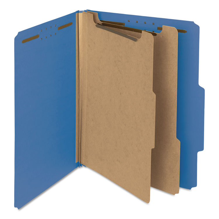 Smead Recycled Pressboard Classification Folders, 2" Expansion, 2 Dividers, 6 Fasteners, Letter Size, Dark Blue, 10/Box (SMD14062)