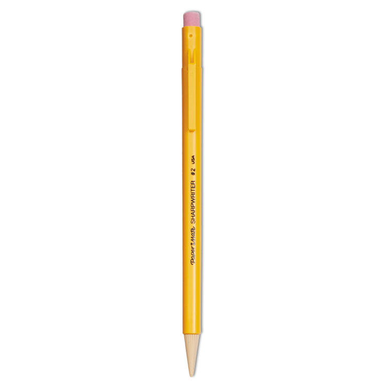 Paper Mate Sharpwriter Mechanical Pencil, 0.7 mm, HB (#2), Black Lead, Classic Yellow Barrel, Dozen (PAP3030131C)