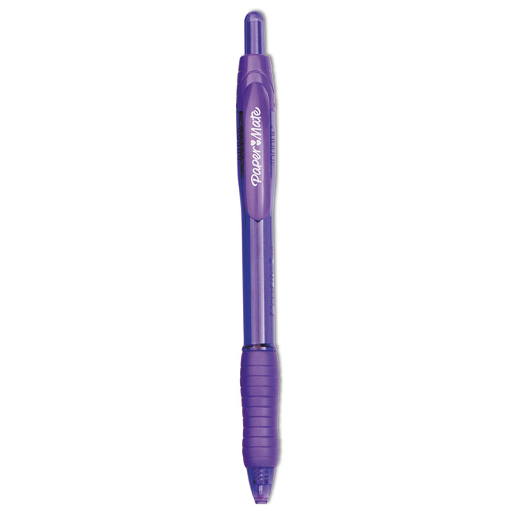 Paper Mate Profile Ballpoint Pen, Retractable, Bold 1.4 mm, Purple Ink, Translucent Purple Barrel, Dozen (PAP35830)