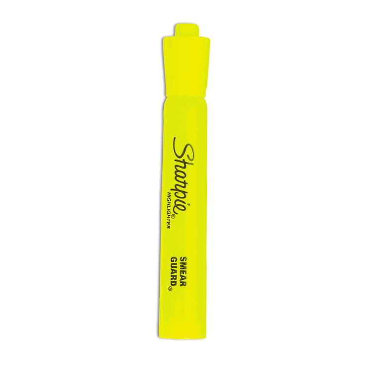 Sharpie Tank Style Highlighters, Fluorescent Yellow Ink, Chisel Tip, Yellow Barrel, Dozen (SAN25025B)