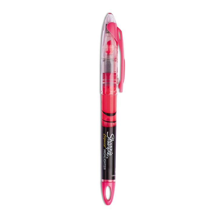 Sharpie Liquid Pen Style Highlighters, Fluorescent Pink Ink, Chisel Tip, Pink/Black/Clear Barrel, Dozen (SAN1754464)