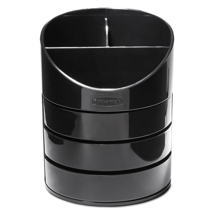 Rubbermaid Small Storage Divided Pencil Cup, Plastic, 4.5" Diameter x 5.69"h, Black (RUB14095ROS)
