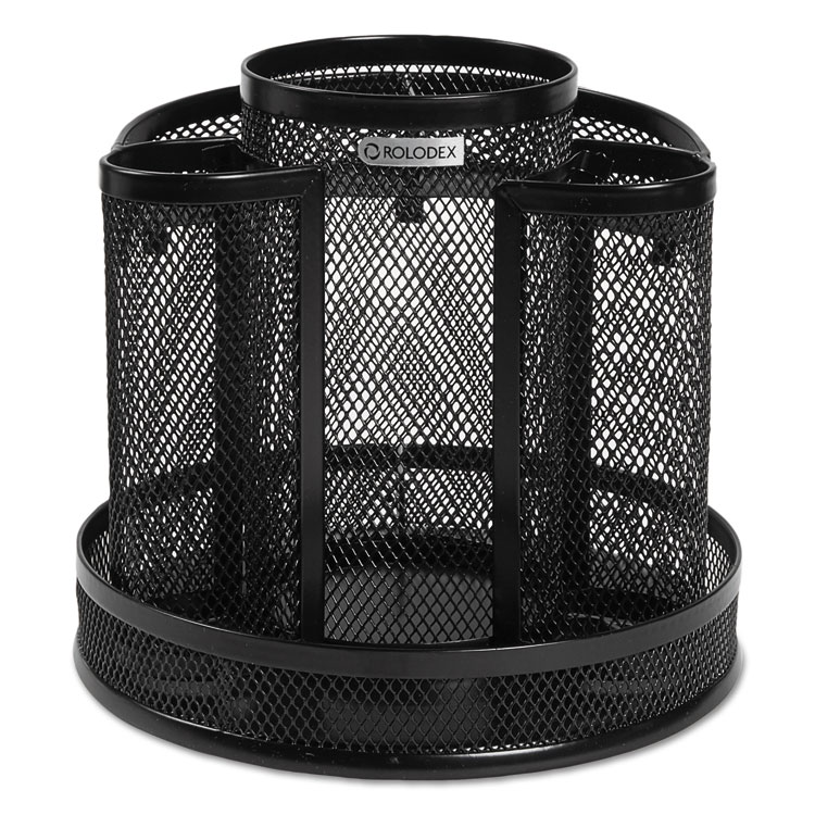 Rolodex Wire Mesh Spinning Desk Sorter, 8 Compartments, Steel Mesh, 6.5" Diameter x 6.5"h, Black (ROL1773083)