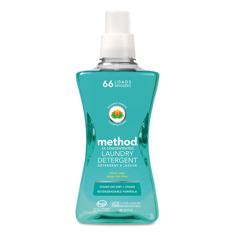 Method 4X Concentrated Laundry Detergent, Beach Sage, 53.5 oz Bottle (MTH01489EA)