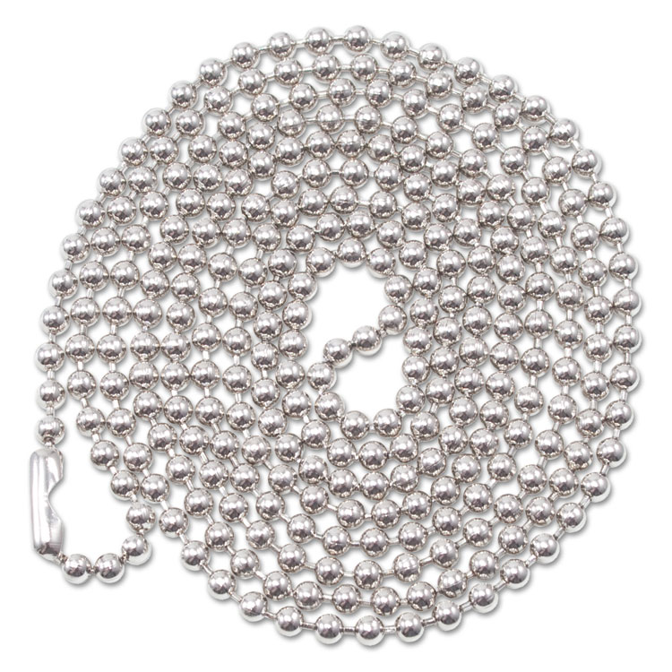 Advantus ID Badge Holder Chain, Metal Ball Chain Fastener, 36" Long, Nickel Plated, 100/Box (AVT75417)