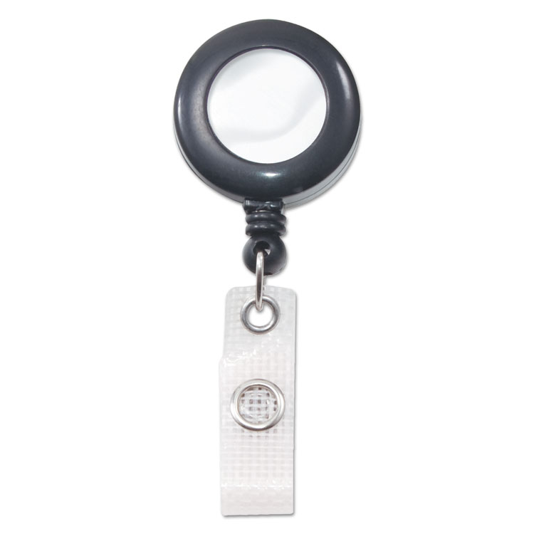 Advantus Deluxe Retractable ID Reel with Badge Holder, 24" Extension, Black, 12/Box (AVT75407)