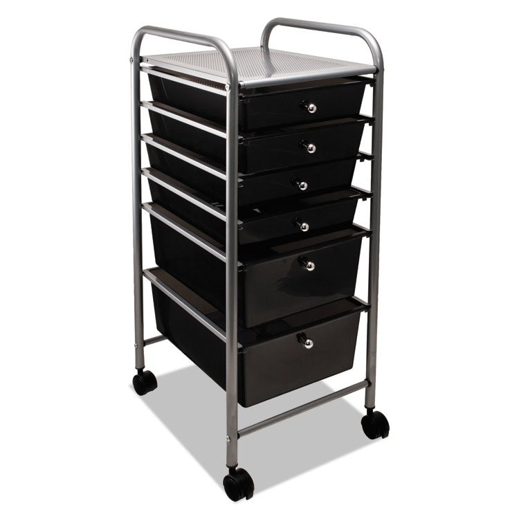 Advantus Portable Drawer Organizer, Metal, 1 Shelf, 6 Drawers, 13" x 15.38" x 32.13", Matte Gray/Smoke (AVT34005)