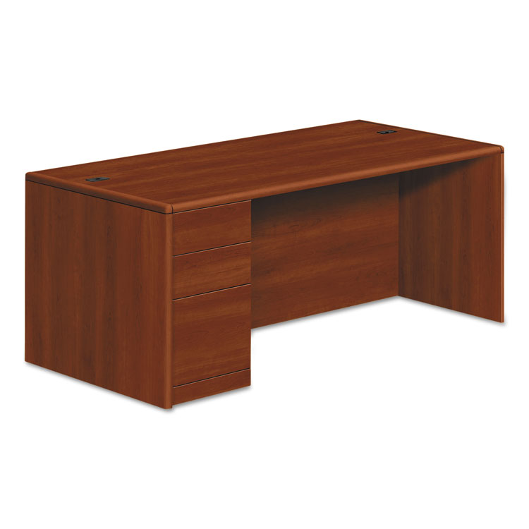 HON 10700 Series Single Pedestal Desk with Full-Height Pedestal on Left, 72" x 36" x 29.5", Cognac (HON10788LCO)