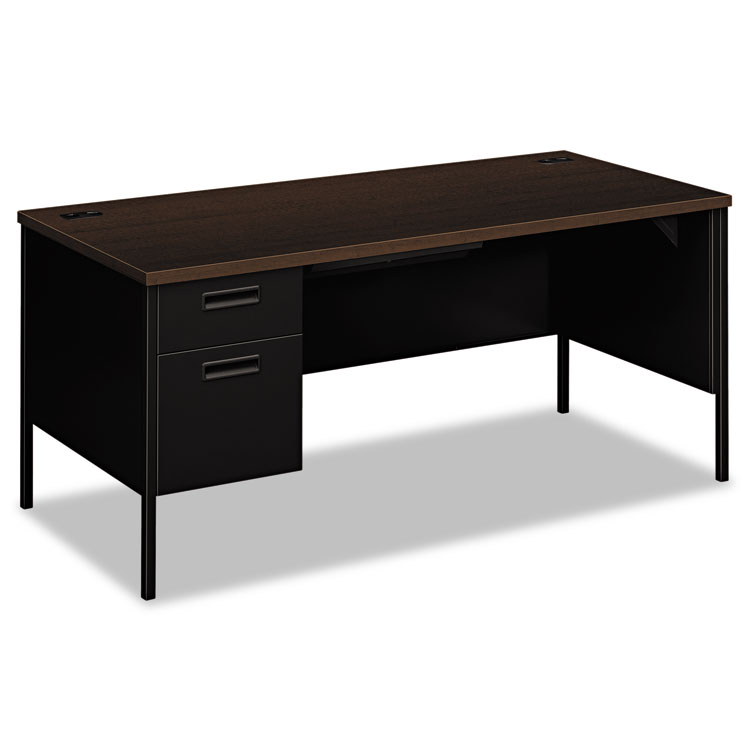 Classic Metro Classic Series Left Pedestal "L" Workstation Desk, 66" x 30" x 29.5", Mocha/Black (HONP3266LMOP)