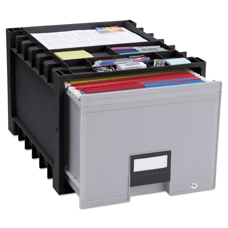 Storex Archive Storage Drawers with Key Lock, Letter Files, 15.25" x 18" x 11.5", Black/Gray (STX61178U01C)