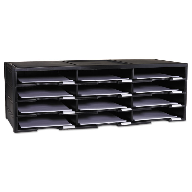 Storex Storex Literature Organizer, 12 Compartments, 10.63 x 13.3 x 31.4, Black (STX61602U01C)