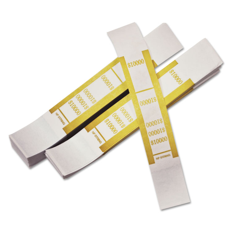 Iconex Self-Adhesive Currency Straps, Mustard, $10,000 in $100 Bills, 1000 Bands/Pack (ICX94190057)