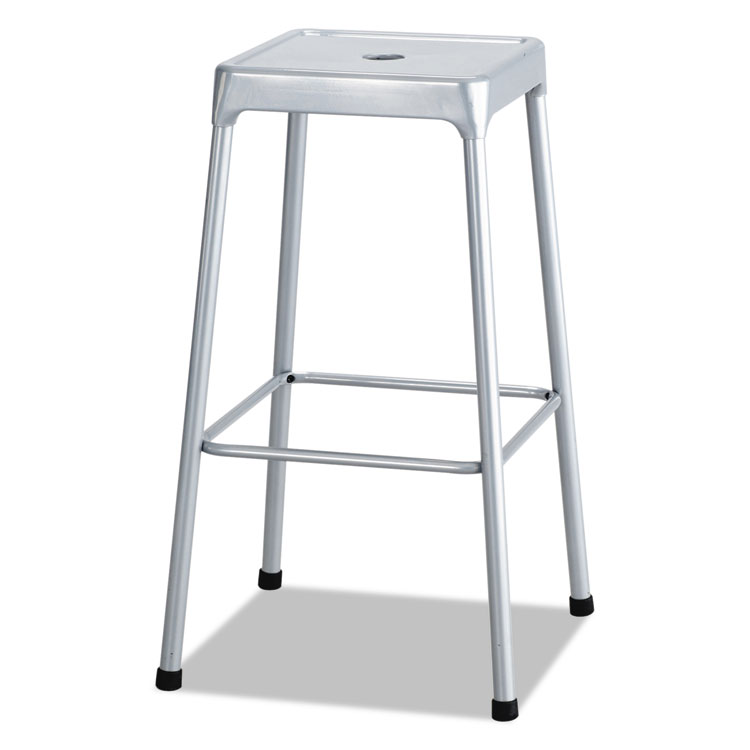 Safco Bar-Height Steel Stool, Backless, Supports Up to 250 lb, 29" Seat Height, Silver (SAF6606SL)