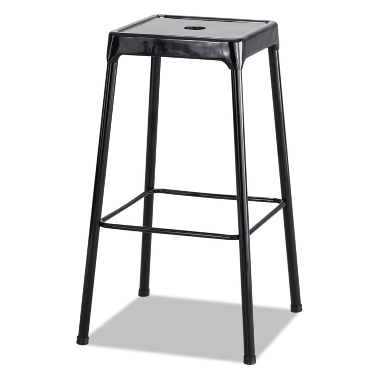Safco Bar-Height Steel Stool, Backless, Supports Up to 250 lb, 29" Seat Height, Black (SAF6606BL)