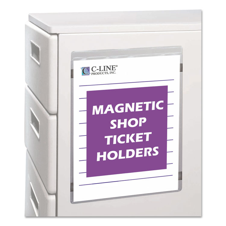 C-Line Magnetic Shop Ticket Holders, Super Heavy-Duty, Top Load 9 x 12 Insert, Clear Front, 15/Box (CLI83912)