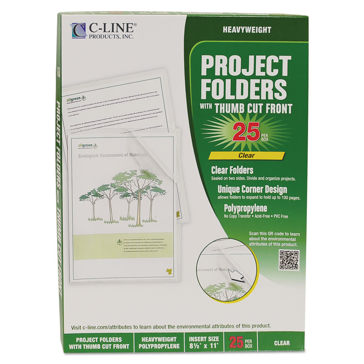 C-Line Specialty Project Folders, Letter Size, Clear, 25/Box (CLI62627)