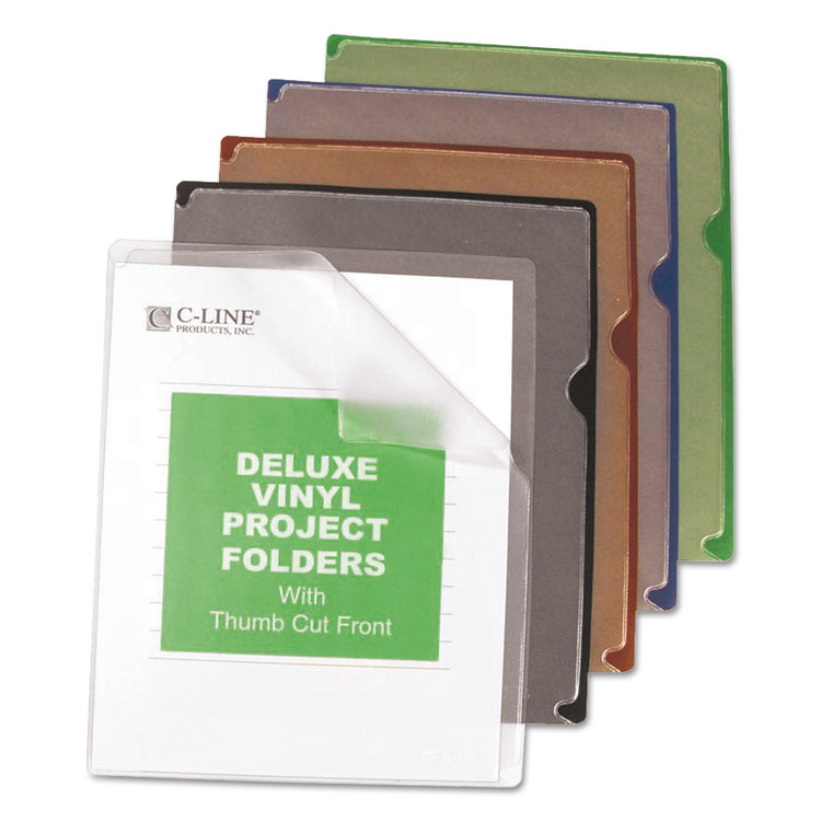 C-Line Deluxe Vinyl Project Folders, Letter Size, Assorted Colors, 35/Box (CLI62150)