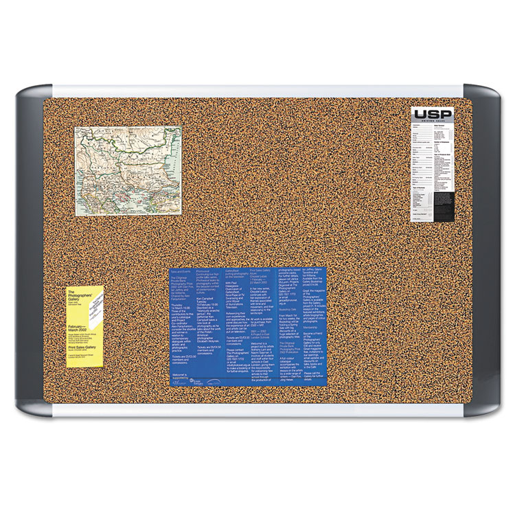 MasterVision Tech Cork Board, 36" x 24", Tan Surface, Silver/Black Aluminum Frame (BVCMVI030501)