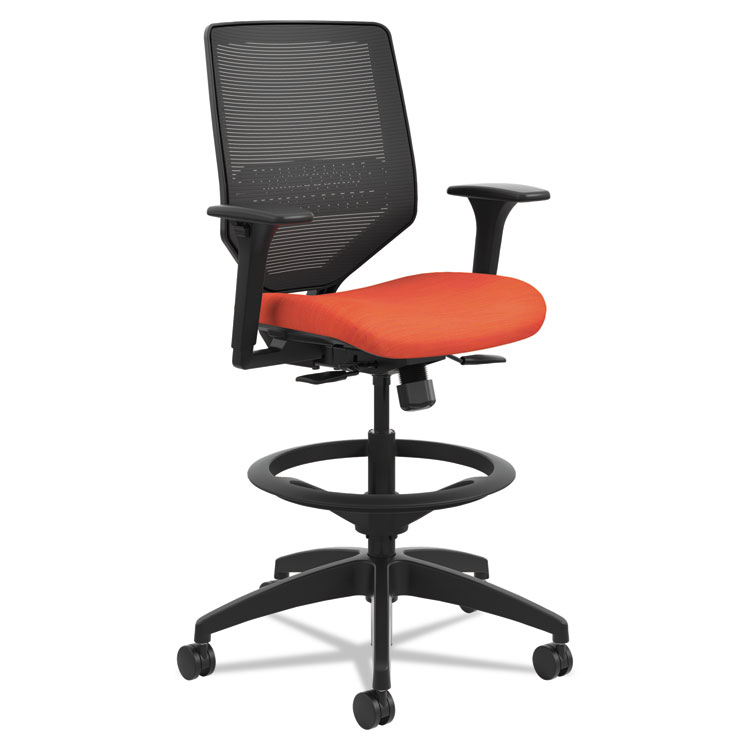 HON Solve Series Mesh Back Task Stool, Supports Up to 300 lb, 23" to 33" Seat Height, Bittersweet Seat/Back, Black Base (HONSVSM1ALC46T)