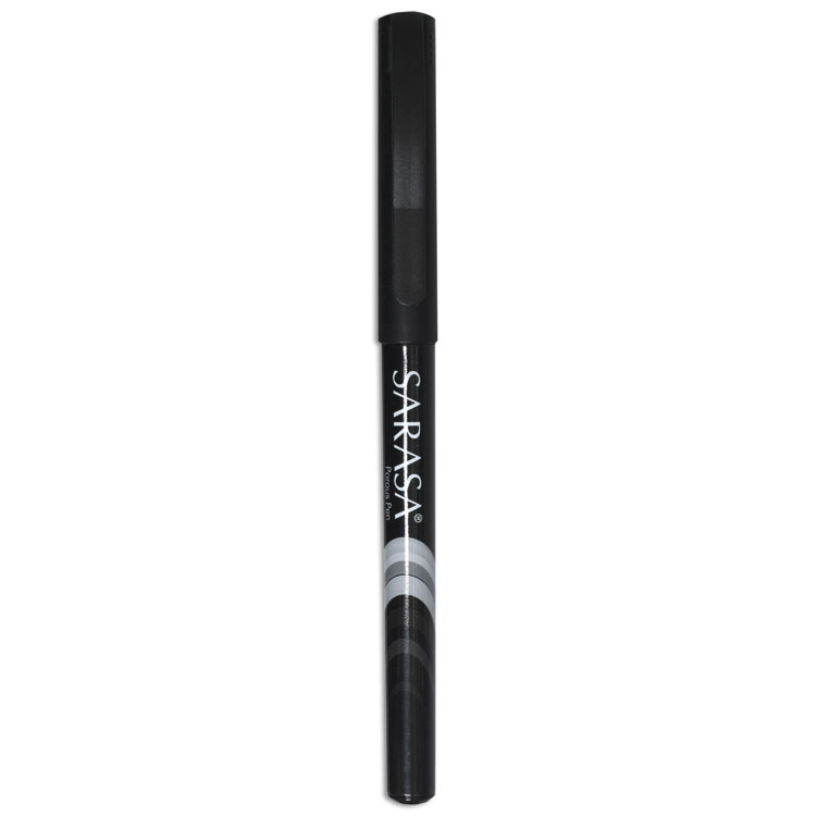 Zebra Sarasa Porous Point Pen, Stick, Fine 0.8 mm, Black Ink, Black Barrel, 12/Pack (ZEB66110)
