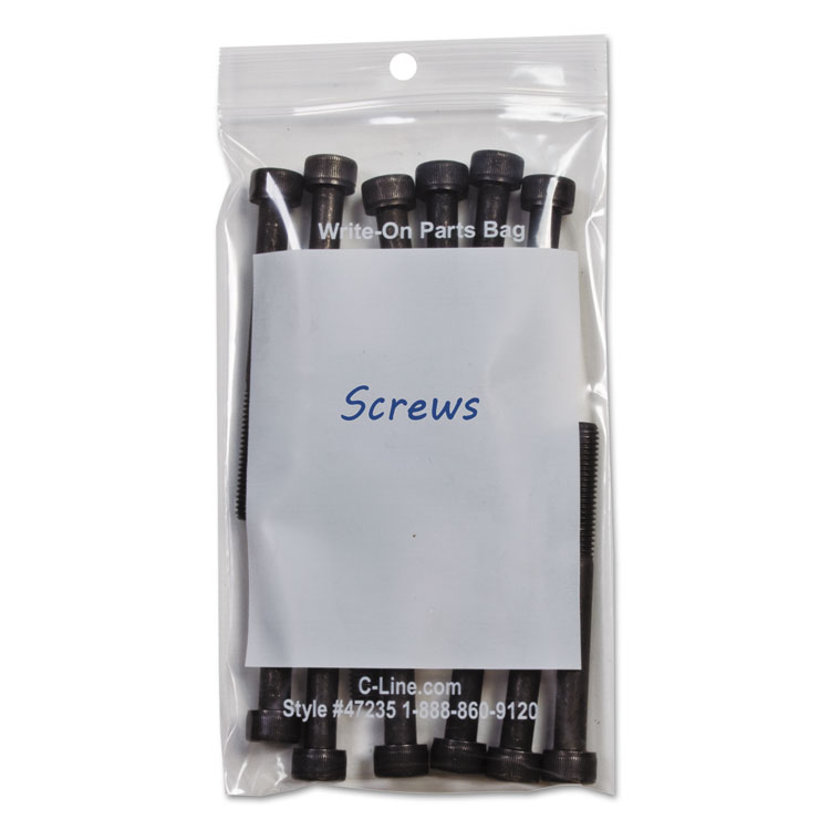 C-Line Write-On Poly Bags, 2 mil, 3" x 5", Clear, 1,000/Carton (CLI47235)